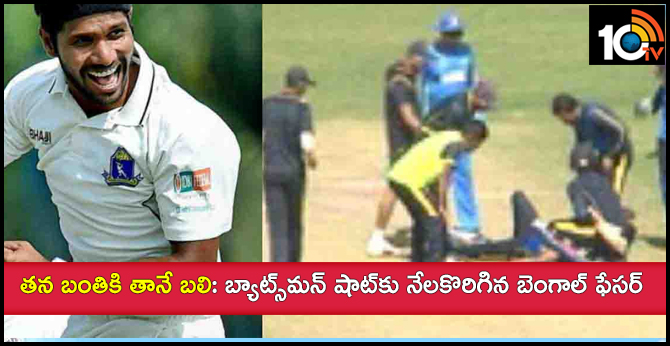 bengal pacer ashok dinda hit on the forehead