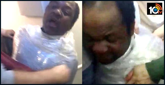 passenger iscovered head to toe in bubble wrap and deports him for having invalid visa