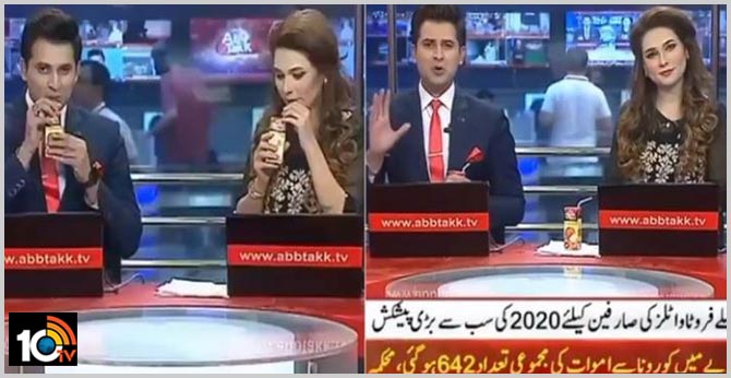 pakistani anchors promoting a juice brand during prime time